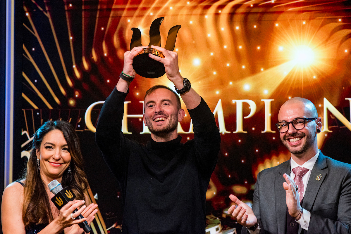 Couple on stage · Champion announcement