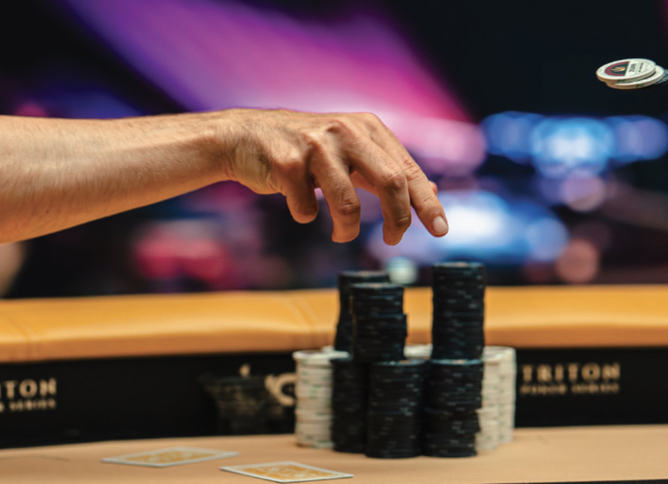 Cards and chips mid-hand